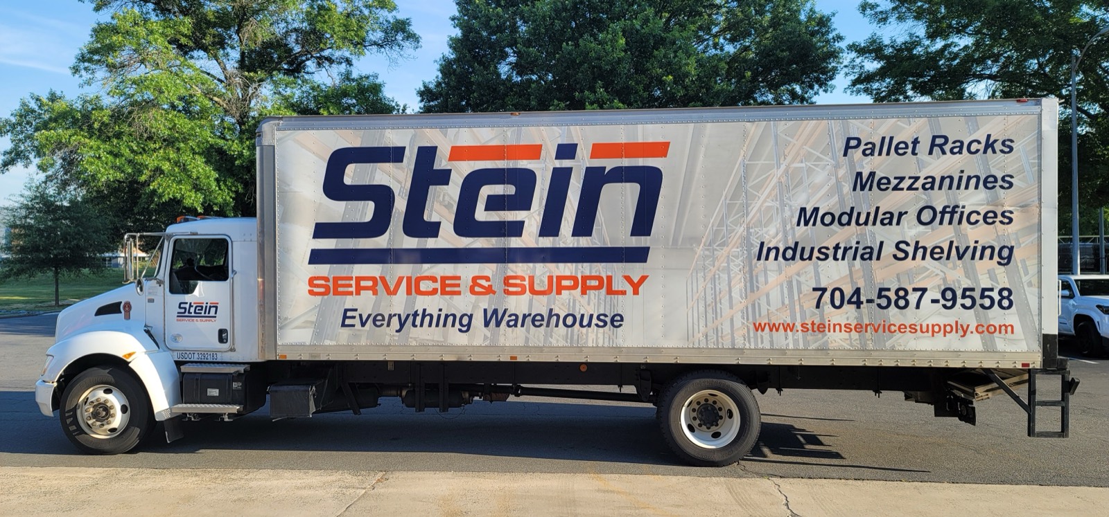 Stein Service & Supply box truck parked at the lot